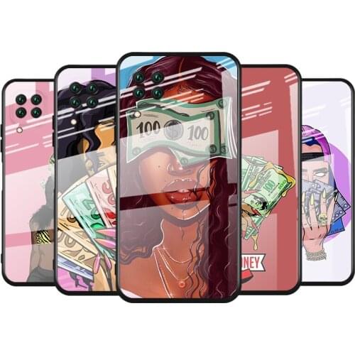 Tempered Glass Cover Afro Girls Black Women Art For Huawei Y6 Y7 Y9 Y5P Y6P Y8S Y8P Y9A P Smart Z 2019 2020 2021 Phone Case