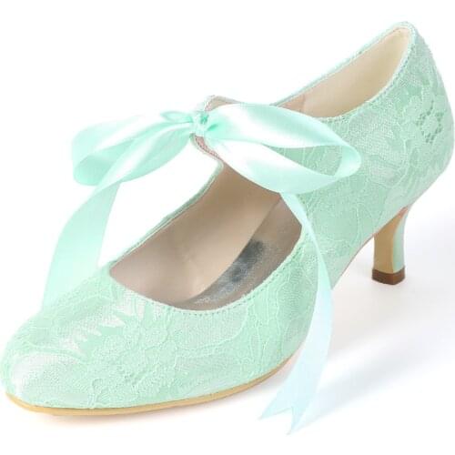 Creativesugar vintage style bridal wedding prom shoes rounded toe lace up mary jane kitten heels 6cm mint green lavender ivory