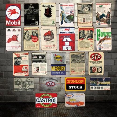 [ DecorMan ] Motor Oil STP ESSO MoBil Tin Signs Custom wholesale Garage Metal Paintings Bar PUB Decor HY-1726
