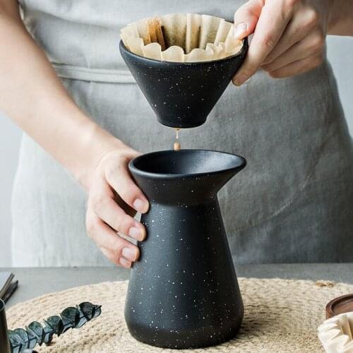 Ceramic 2 In 1 Coffee Filter Cup Coffee Pot Mug Set Reusable Pour Over Dripper Funnel Basket Creative Coffee Utensils Cafe Gift
