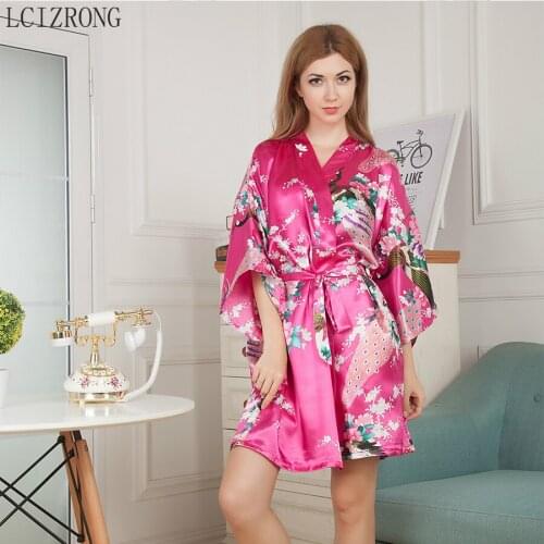 Summer Sexy Short Bathrobes Women 17 Colors Fashion Floral Animal Print Lingerie Robe Casual Faux Silk Robes Sleepwear