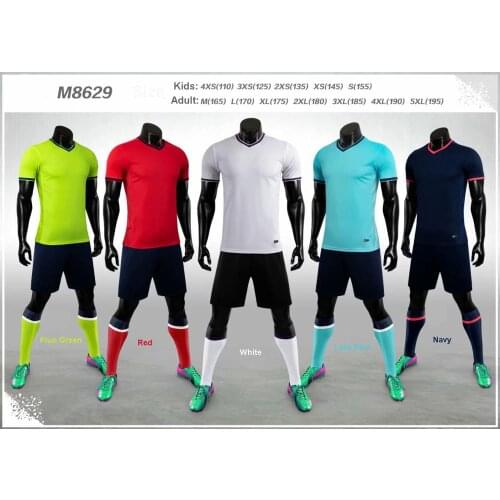 M8629 Blank Team Set 2020-2021 Adult Kids Soccer Jersey Set Football Kit Men Children Futbol Training Uniforms Customized