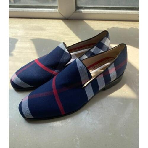 Chaussures Hommes Mixed-color Plaid Canvas Shoes Round Toe Slip On Men Loafers Summer Fashion Mens Fashion Shoes Casual Flats
