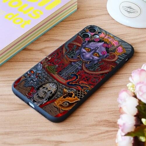 For iPhone Irezumi Island Print Soft Matt Apple iPhone Case 6 7 8 11 12 Plus Pro X XR XS MAX SE