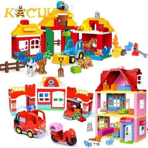 Large Size Building Blocks Set Compatible Farm City House Model Car Toys Children DIY Educational Model Blocks Kids Toys Gift