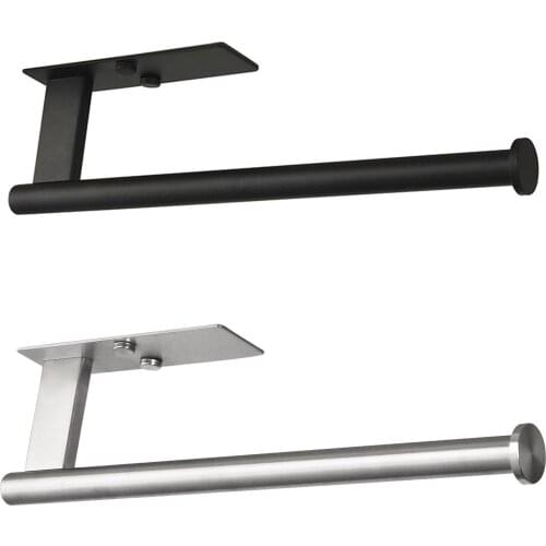 Paper Towel Holder Wall Mount Self Adhesive Under Cabinet Rack Kitchen Plastic Wrap Storage Vertically or Horizontally