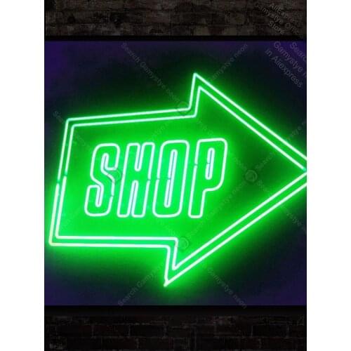 Neon Sign for Shop Neon Bulb Sign Green Arrow Light wall sign for Room Beer Signs Lighted Outdoor a Frame Sign Tube Neon Shop