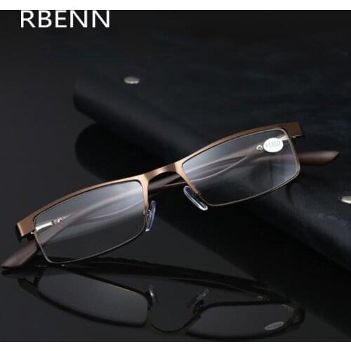 RBENN Small Metal Frame Business Reading Glasses Men Women High Quality Presbyopia Glasses with Diopter +0.5 0.75 1.25 1.75 5.0