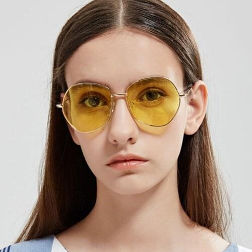 Fashion Irregular Hexagon Hiking Sunglass Trendy Candy Colored Driving Sunglasses Women Transparent Lens Eyewear Clear UV400