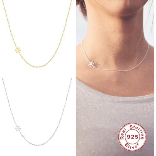 Aide 925 Sterling Silver Zircon Snowflake Pendant Necklace Gold Silver Color Necklace For Women Fine Jewelry Bijoux Femme