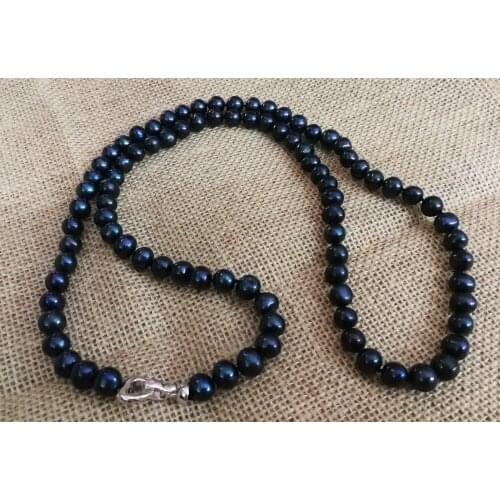 Women Jewelry 80cm 32'' necklace 6x7mm black colors pearl heart clasp handmade Real cultured freshwater pearl gift