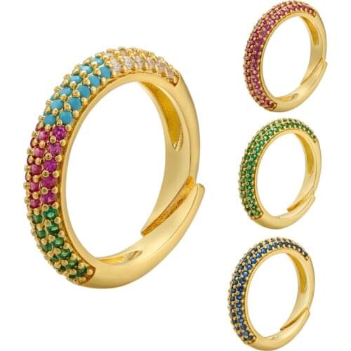 Adjustble Rainbow Circle Rings for Woman Cubic Zirconia Fashion Wedding Engagement Party Jewelry Gifts anillos mujer female