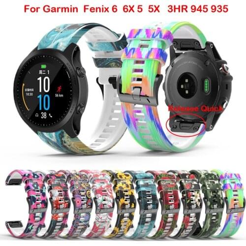 26 22mm Wrist Strap Quick Release Printing Silicone Watchband For Garmin Fenix 5X 5Plus 3HR 6 6X Pro Smart Watch Bracelet Correa