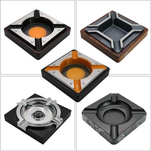 Red Wood Cigar Ashtray Metal Ash Tray Luxury Office Ashtray Deliacte Ashtray For Car With 4 Cigars Holder Ash Slot CL0304