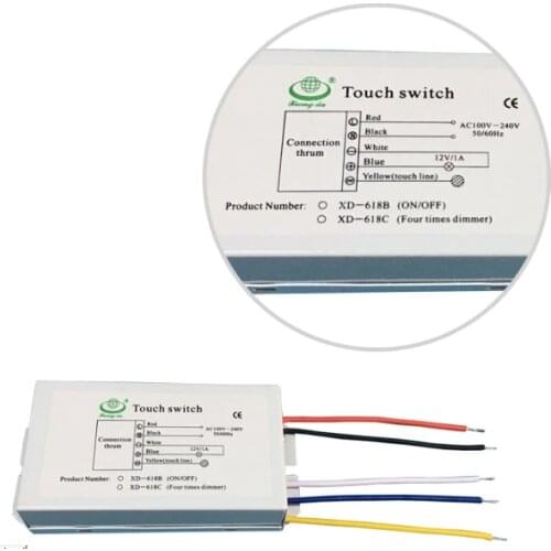 XD-618B On/OFF Touch Switch for 12V LED furniture lamp light bar,110-240V to 12V