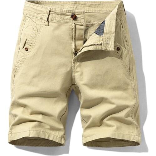 Summer Solid Color Cargo Shorts Mens Khaki Tactical Fashion Shorts Mens Jogger Overalls Shorts Cotton Casual Loose Mens Short