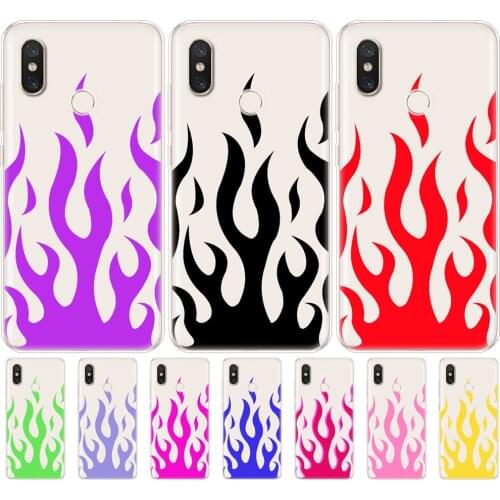 Silicon case for xiaomi redmi 4a note 3 case for xiaomi a2 lite s2 mi 8 se pro lite case phone back cover fashion fire flame