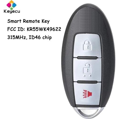 KEYECU Smart Remote Car Key With 3 Buttons - FOB for Nissan Murano 370z 2009 2010 2011 2012 2013 2014 2015 2016 Fob KR55WK49622