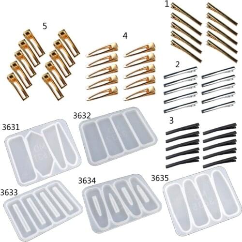 Barrettes Silicone Epoxy Resin Molds DIY Hair Pin Acrylic Mold Alligator Hair Clip Molds Jewelry Making Tools Handmade