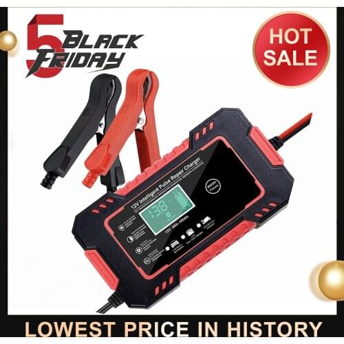12V 8A 24V Full Automatic Car Battery Charger Power Pulse Repair Chargers Wet Dry Lead Acid Battery-Chargers Digital LCD Display