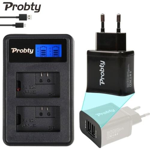 PROBTY New NP-FW50 NP FW50 NPFW50 LCD Camera Charger + 2 Port USB Plug for Snony NEX-5CK 5D 5C NEX-3C NEX5C NEX3C NEX5 NEX3