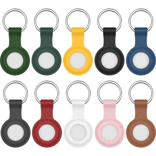 For Apple Airtags Case with Keychain Protector Liquid Silicone Protective Sleeve for Apple Locator Tracker Anti-lost Device