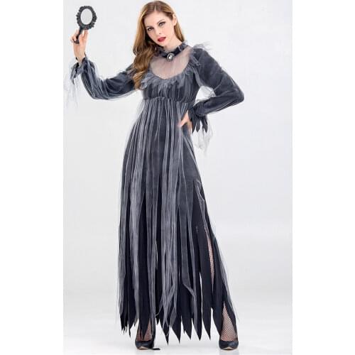 Adult Women Halloween Vampire Ghost Witch Costume Horror Demon Zombie Dress Gown Robe Uniform for Ladies Party Cosplay Outfit