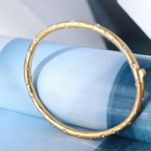 Female Round gold plated zircon inset bracelet high quality elegant bangles for women