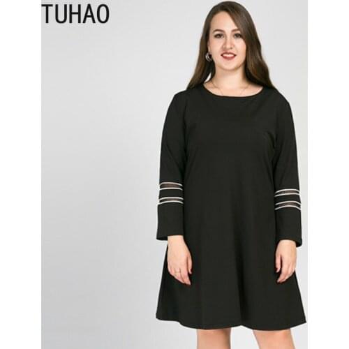 TUHAO 2020 Office Lady Dress Plus Size 8XL 7XL 6XL Black Elegant Dresses Plus Size Women Elegant Mother Mom Dress Clothing WM44