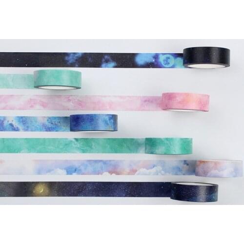 1.5cm *7m Fantasy Starry Sky Paper Washi Tape Handbook, Diary Album Decoration DIY Stickers Label