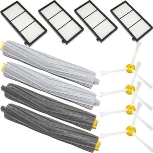 2 set Tangle-Free Debris Extractor Brush +4 Hepa filter + 4 side brush for iRobot Roomba 800 900 Series 870 880 980 Filters Kits