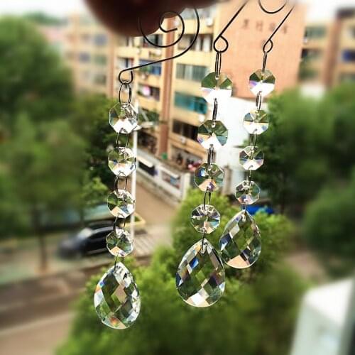 20pcs/lot 150mm Clear Crystal Glass Octagon Beads With Facted Drops Suncatcher For Wedding Party Decoration