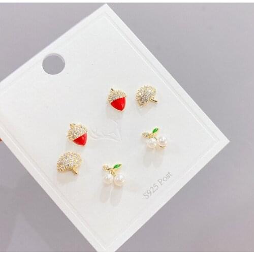 2021 New Design 6 Pcs 14K Gold Plated Stud Earrings Luxury Jewelry Cubic Zircon Earrings