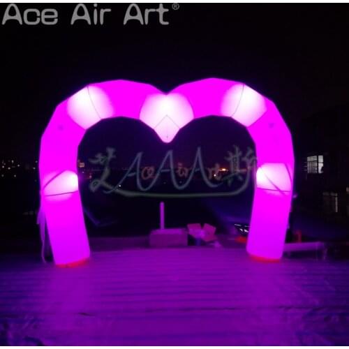 4mH Valentine Inflatable Colorful LED Light Heart Shaped Arch Night Decoration for Sale