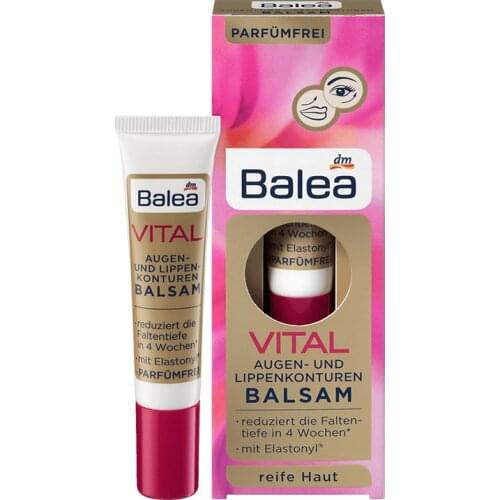 Balea Vital Baobab Extract Eyes Lips Serum Hyaluronic Acid Eye Cream for Mature Skin 40 Years Dark circles Fine Wrinkles Lines