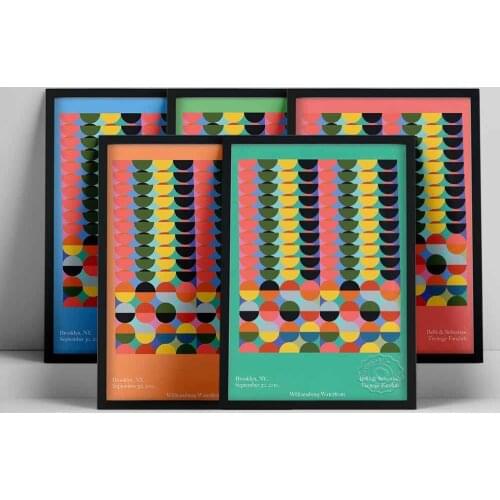 Belle & Sebastian Brooklyn NY Williamsburg Waterfront Vintage Colour Round Pictures Wall Art Canvas Painting Poster Club Decor