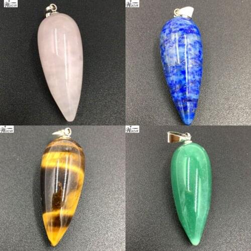 Free shipping Fashion 12x33mm Tiger Eye Aventurtine Crystal Lapis Lazuli Pepper Art Women Men Pendant Bead WB666