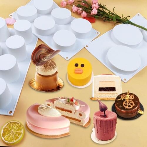 8 Size Large Round Cylinder Silicone Cake Mold Kitchen Bakeware DIY Desserts Baking Mousse Cake Pan Soap Candle Icecream Tools