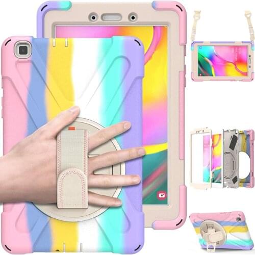 For Samsung Galaxy Tab A 8.0 Case Heavy Duty Rugged Shockproof Hand Kickstand Neck Strap Galaxy Tab A 8.0 2019 SM-T290 T295 T297