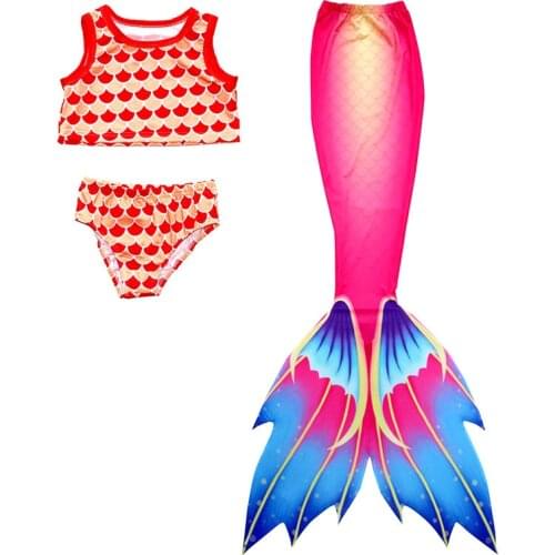 Children Mermaid Tail For Swimming Cospaly kids Costumes girls swimsuit Dress Summer Vacation Swimmable Bikini Set