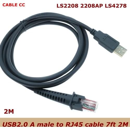 USB A male to RJ45 Cable 7ft 2M for Symbol Barcode Scanner LS4278 LS2208 2208AP by Generic