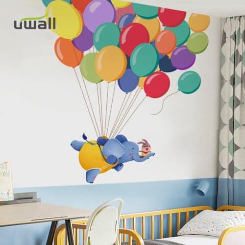 Creative Cute Flying Elephant Wall Stickers For Kids Rooms Home Decor Stickers Baby Child Bedroom Wall Decoration Anime Sticker