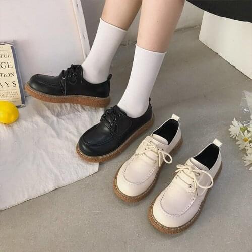 British style small leather shoes womens shoes autumn 2020 new Korean fashion all-match college style lace-up shoes