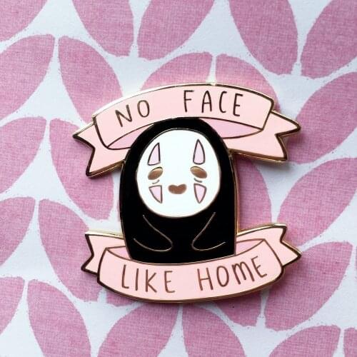 Cute No Face Like Home Hard Enamel Pin Spirited Aways Anime Movie Fans Collectible Medal Brooch Backpack Jewelry Unique Gift
