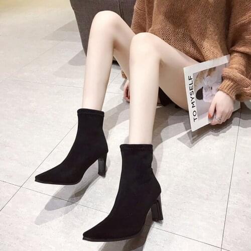 Fashion pointed sleeve socks boots female 2019 autumn and winter new high-heeled elastic boots womens boots womens wholesale