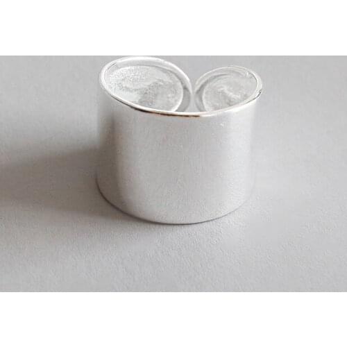 Real Pure Silver Color Jewelry Korean Simple Big Smooth Rings for Women Wedding Finger Open Ring Anillos Anelli