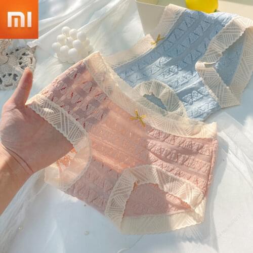 Xiaomi Pure Cotton Underpants Antibacterial Solid Color Underwear Ladies Adult Lace Sexy Charming Korean Girl Seamless Shorts