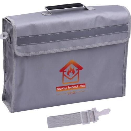 Large Size Fireproof Document Bag Fire Water Resistant Money Bag Safety Box Zipper Closure with Shoulder Strap Storage Bag Pouch