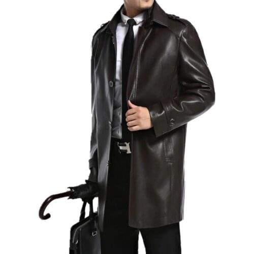 Autumn winter thicken warm motorcycle mens leather jackets men trench coats Long sleeve jaqueta de couro masculino motoqueiro