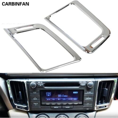 Interior Console Panel Front Air Condition Vent AC Outlet Cover Trim Sticker 2Pcs/Set For Toyota RAV4 XA40 Facelift 2016 2017
